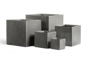 Кашпо TREEZ Effectory - серия Beton - Куб (без вставок) - Тёмно-серый бетон