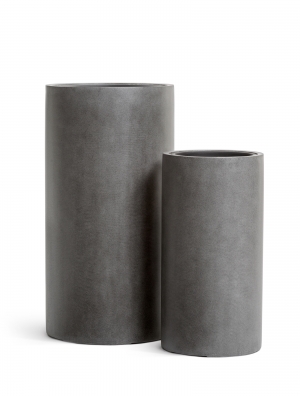 Кашпо TREEZ Effectory - серия Beton - Высокий цилиндр - Тёмно-серый бетон