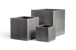 Кашпо TREEZ Effectory - серия Beton - Куб - Тёмно-серый бетон