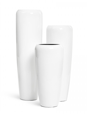 Кашпо TREEZ Effectory - серия Gloss - Высокий конус Design - Белый глянцевый лак